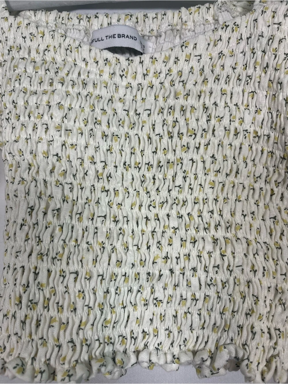 Faithfull the brand Harlyn linen floral print puff sleeve crop top cottagecore